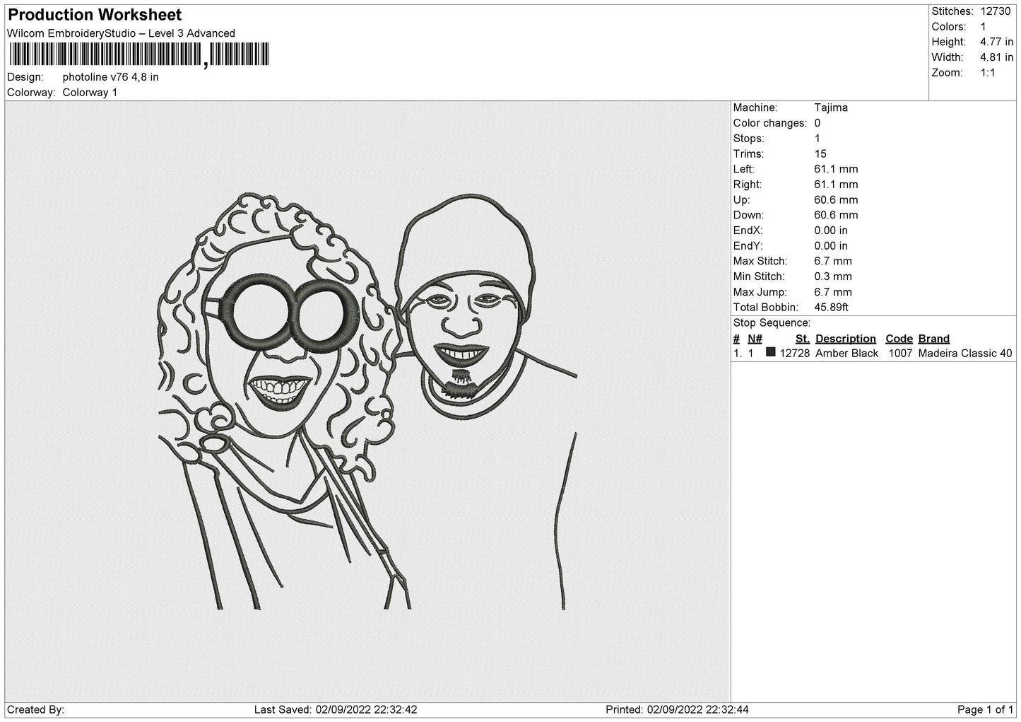 Photoline V76 Embroidery File 5 sizes