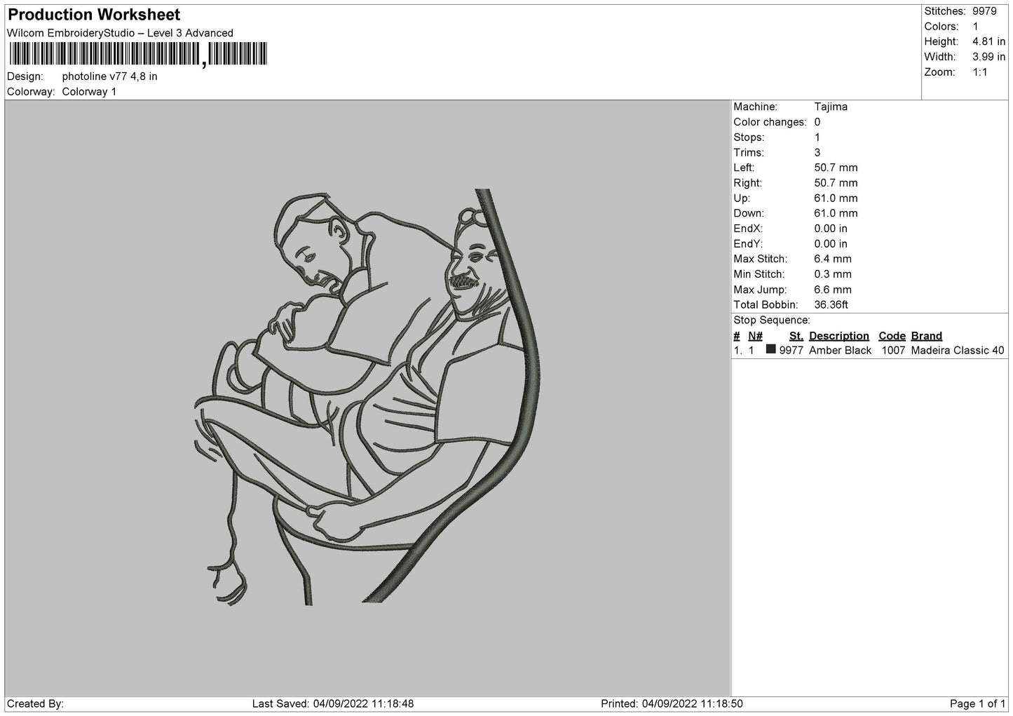 Photoline V77 Embroidery File 5 sizes