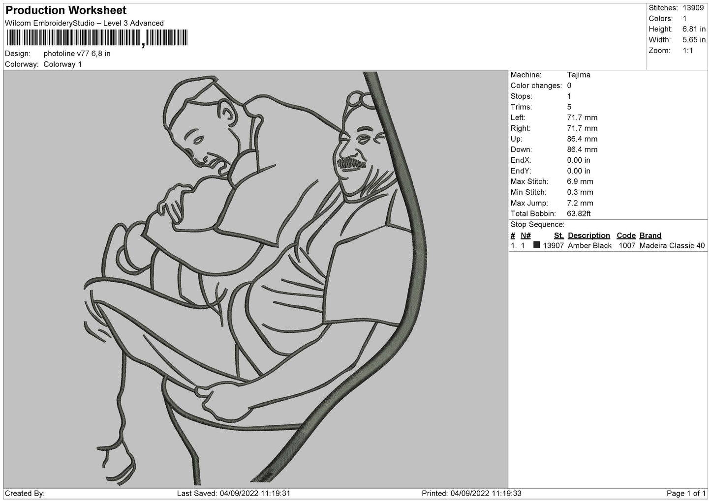 Photoline V77 Embroidery File 5 sizes