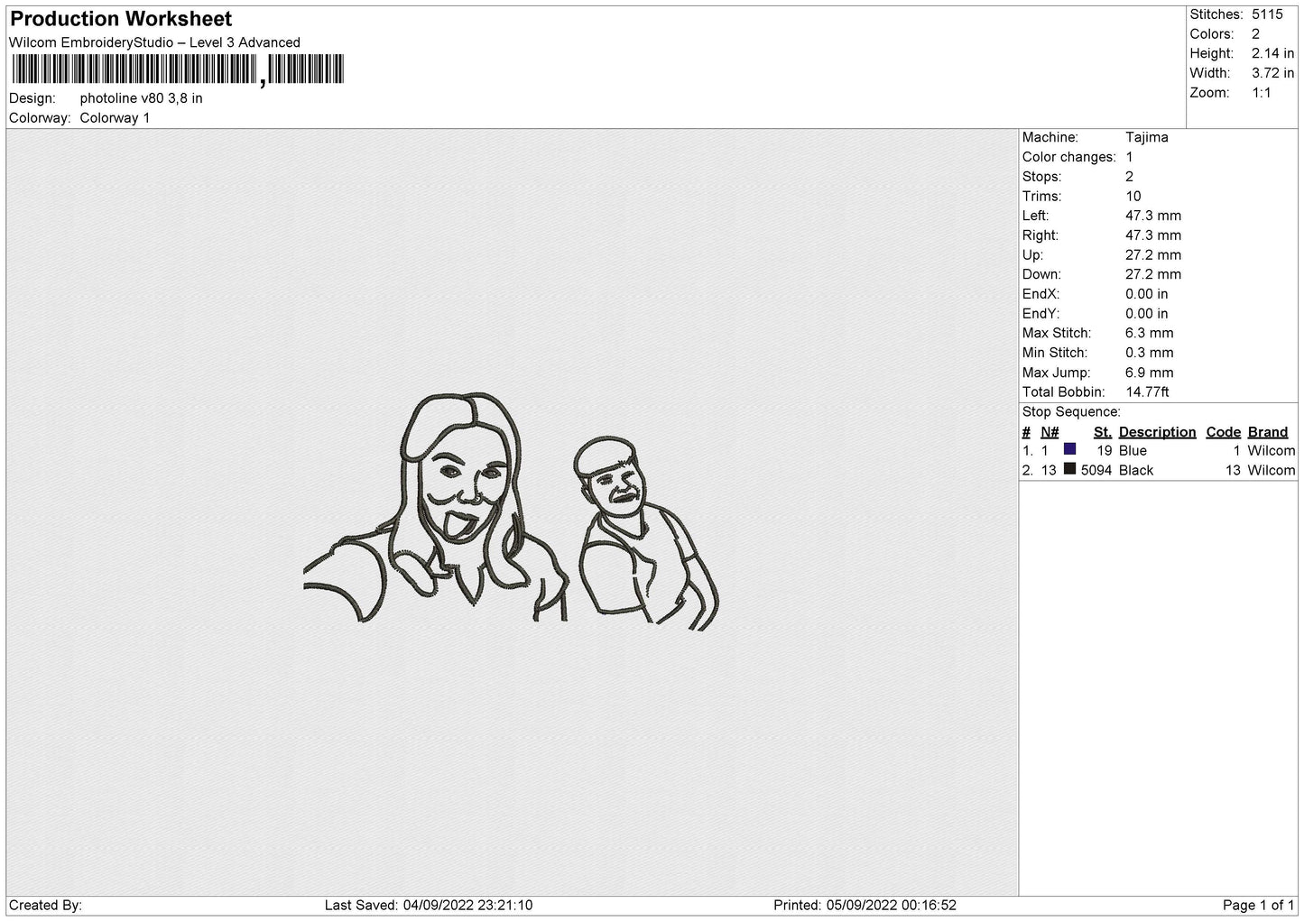 Photoline V80 Embroidery File 5 sizes