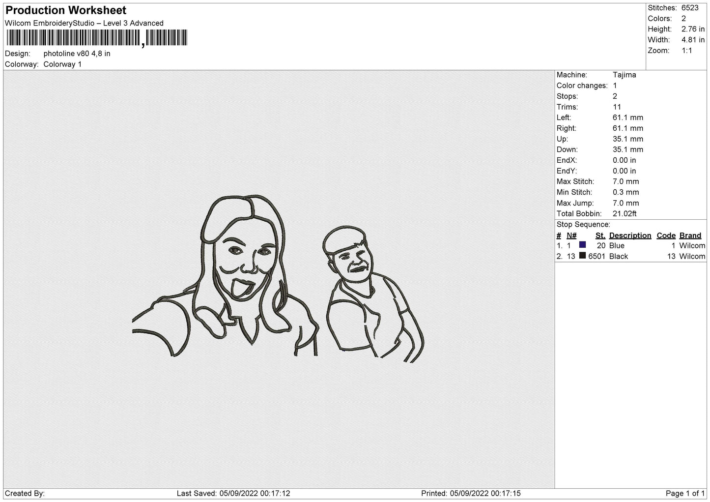 Photoline V80 Embroidery File 5 sizes
