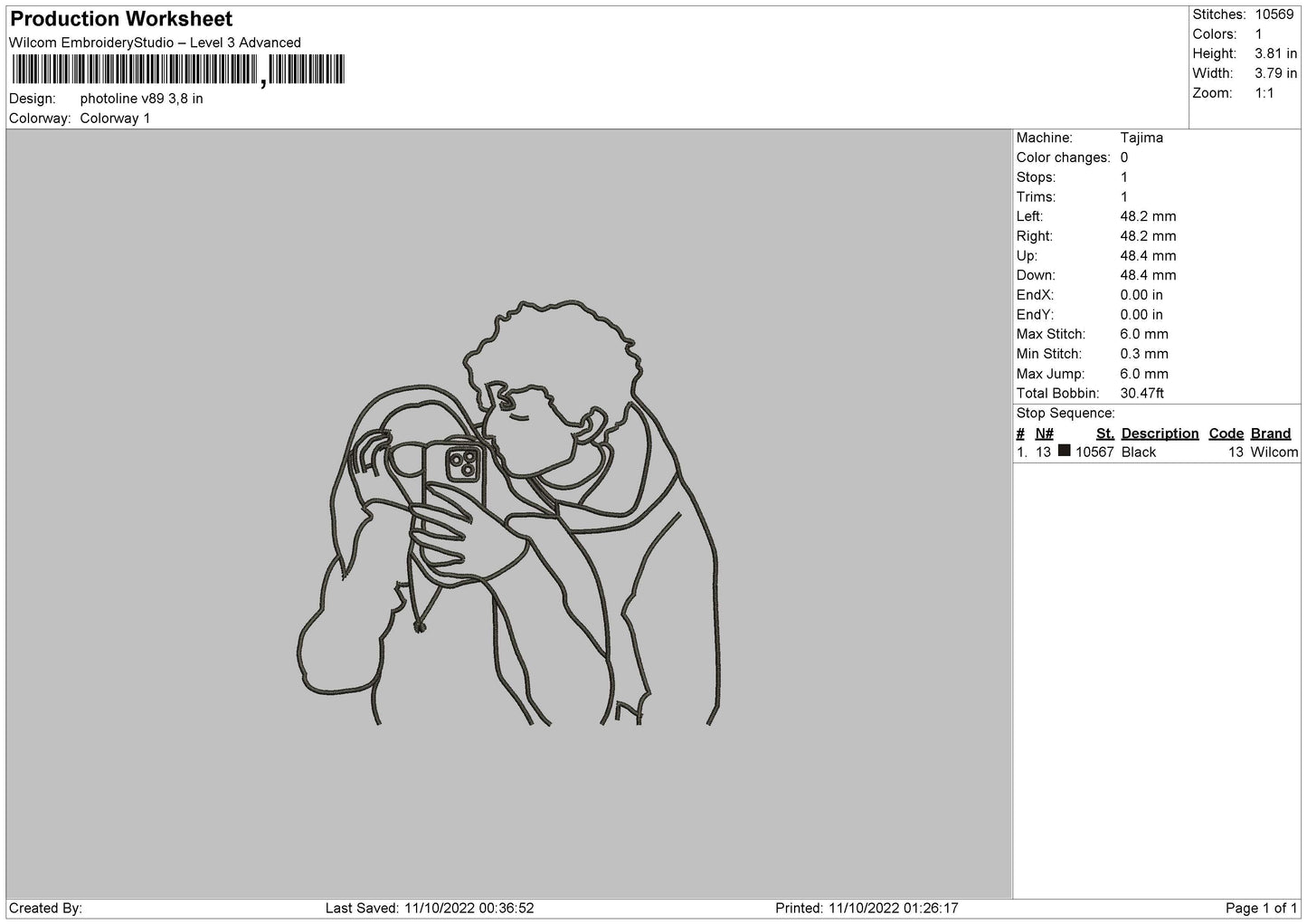 Photoline V89 Embroidery File 5 sizes