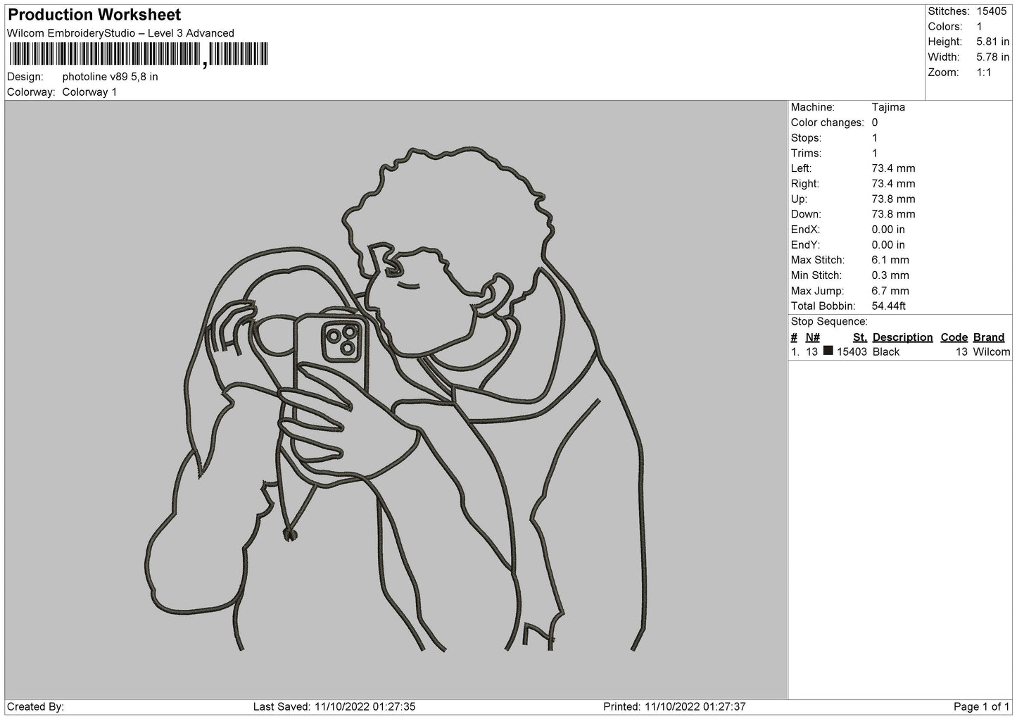 Photoline V89 Embroidery File 5 sizes