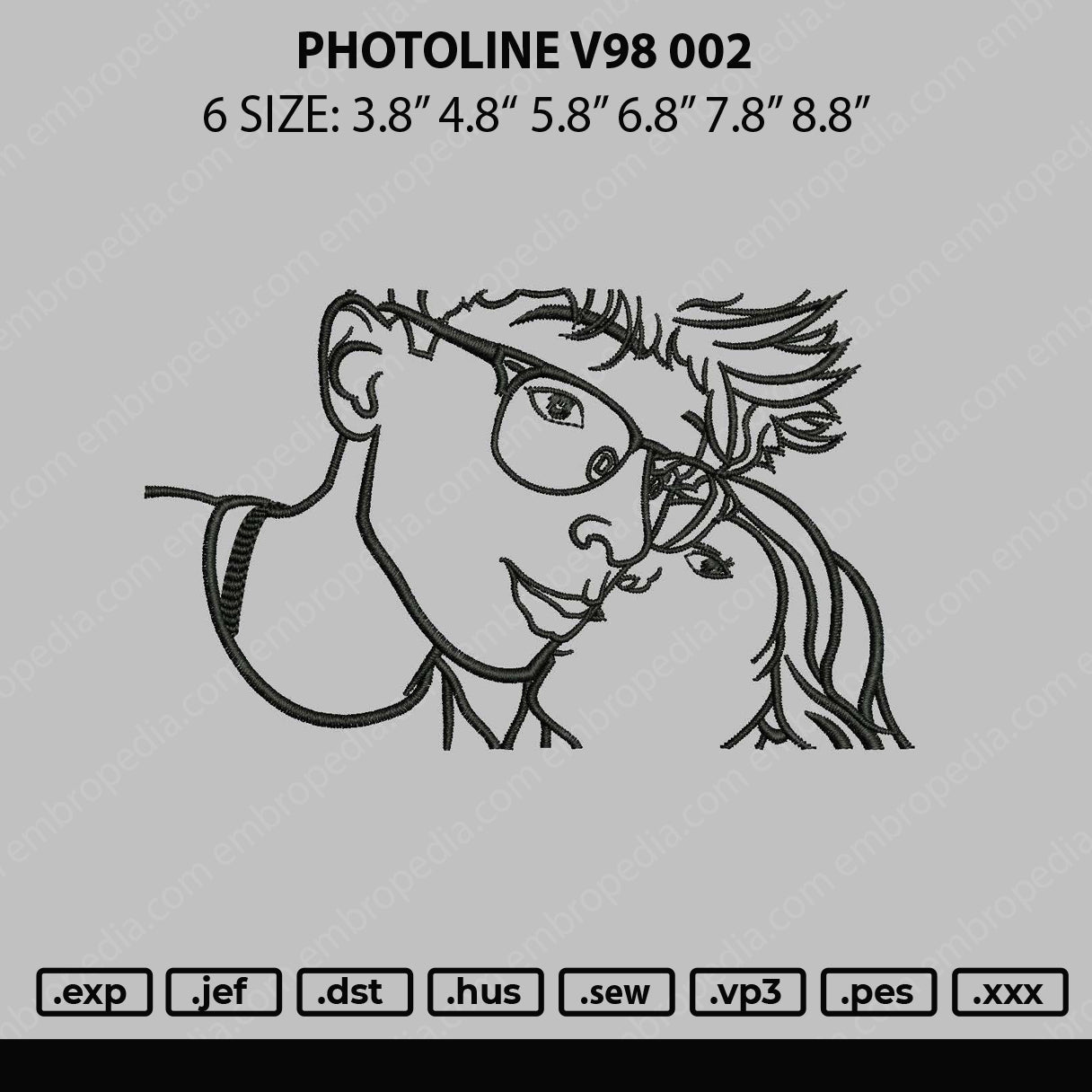 Photoline V98 002 Embroidery File 6 sizes
