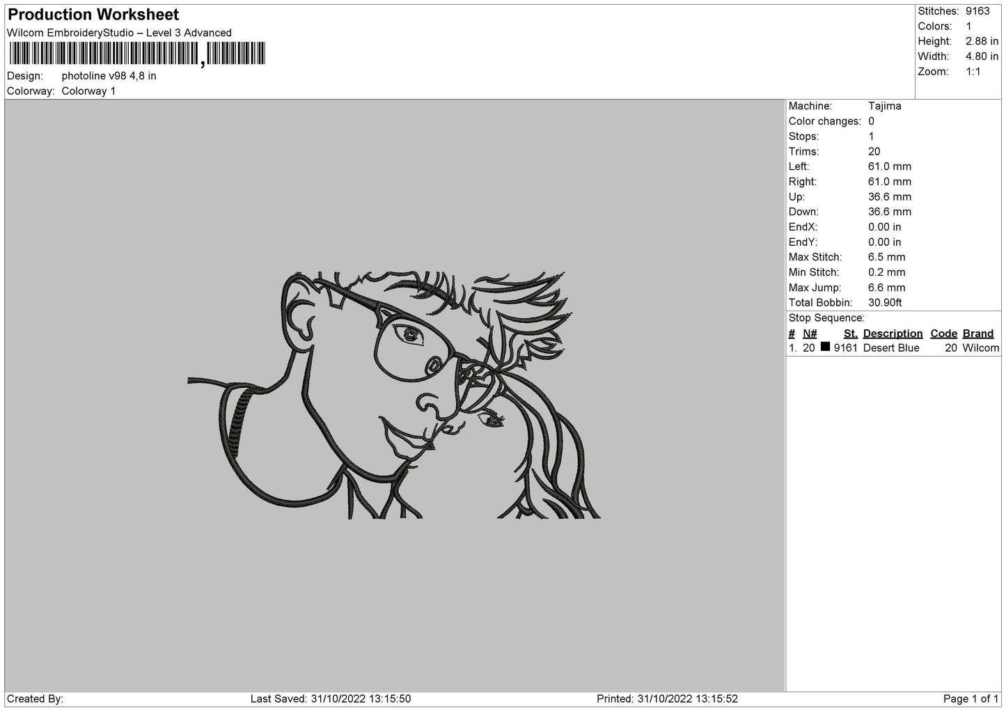 Photoline V98 002 Embroidery File 6 sizes