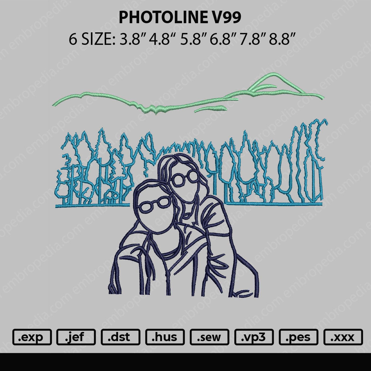 Photoline V99 002 Embroidery File 6 sizes