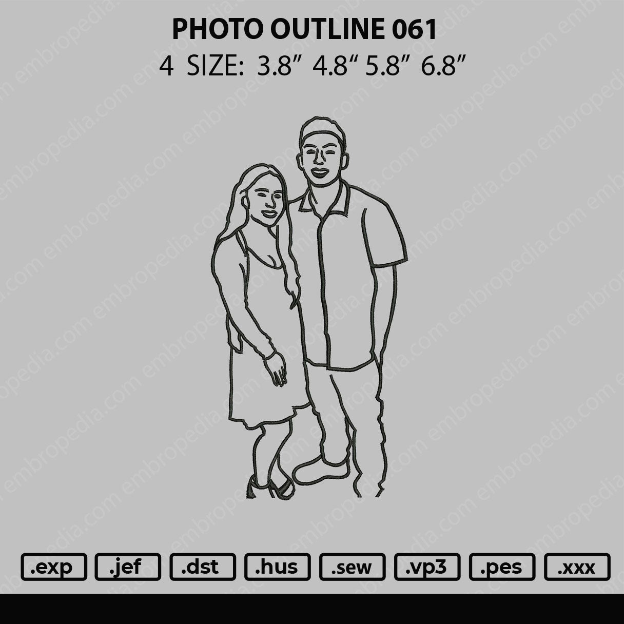 Photo Outline 061 Embroidery File 4 size