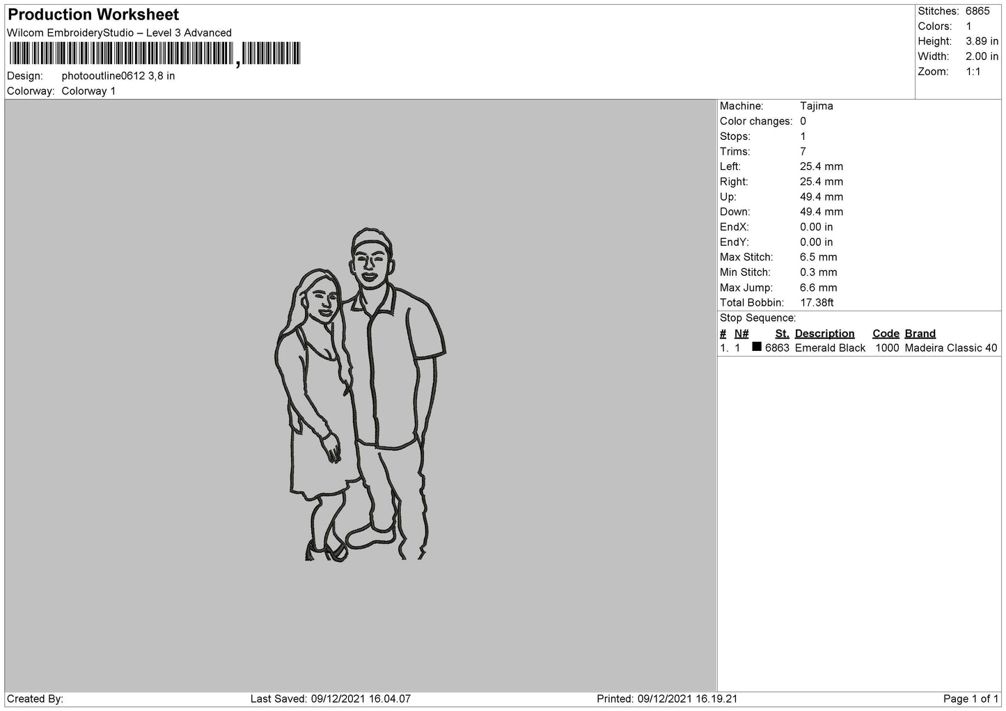Photo Outline 061 Embroidery File 4 size