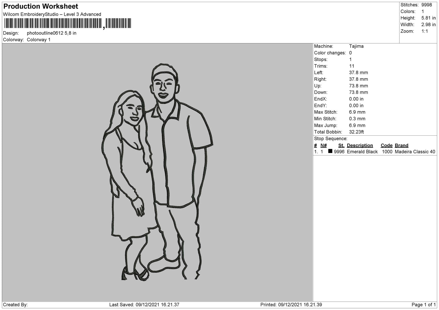 Photo Outline 061 Embroidery File 4 size