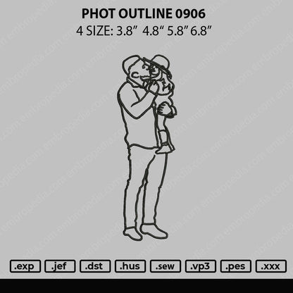 Photo Outline 0906 Embroidery File 4 size