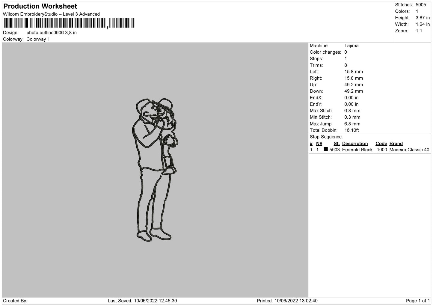 Photo Outline 0906 Embroidery File 4 size