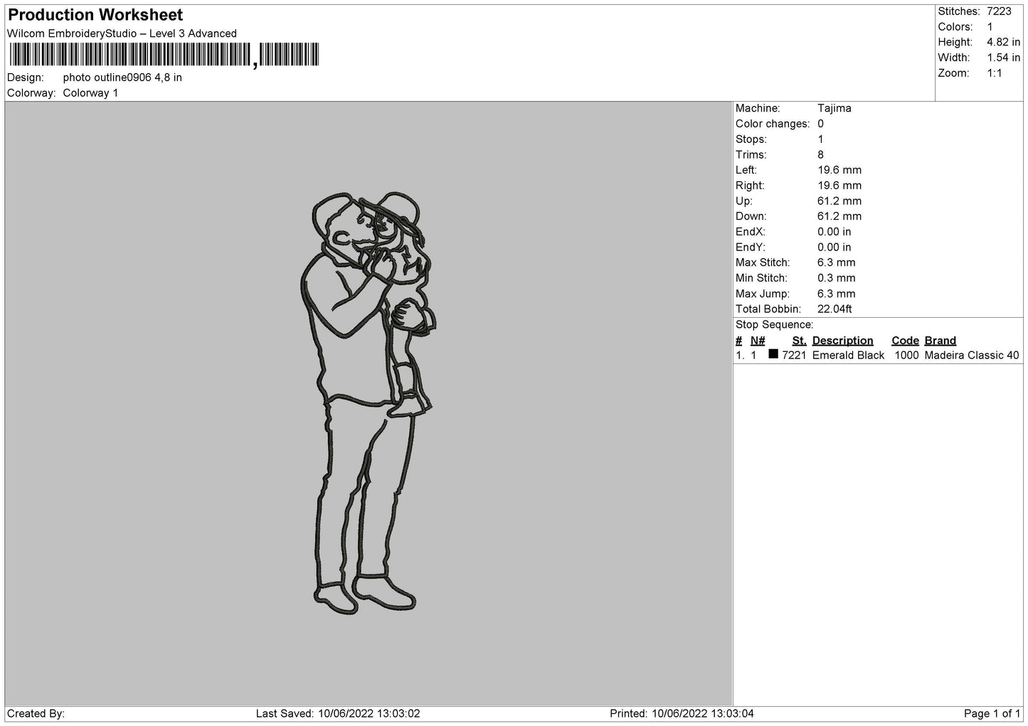 Photo Outline 0906 Embroidery File 4 size