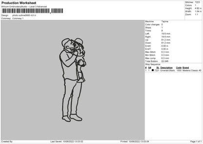 Photo Outline 0906 Embroidery File 4 size