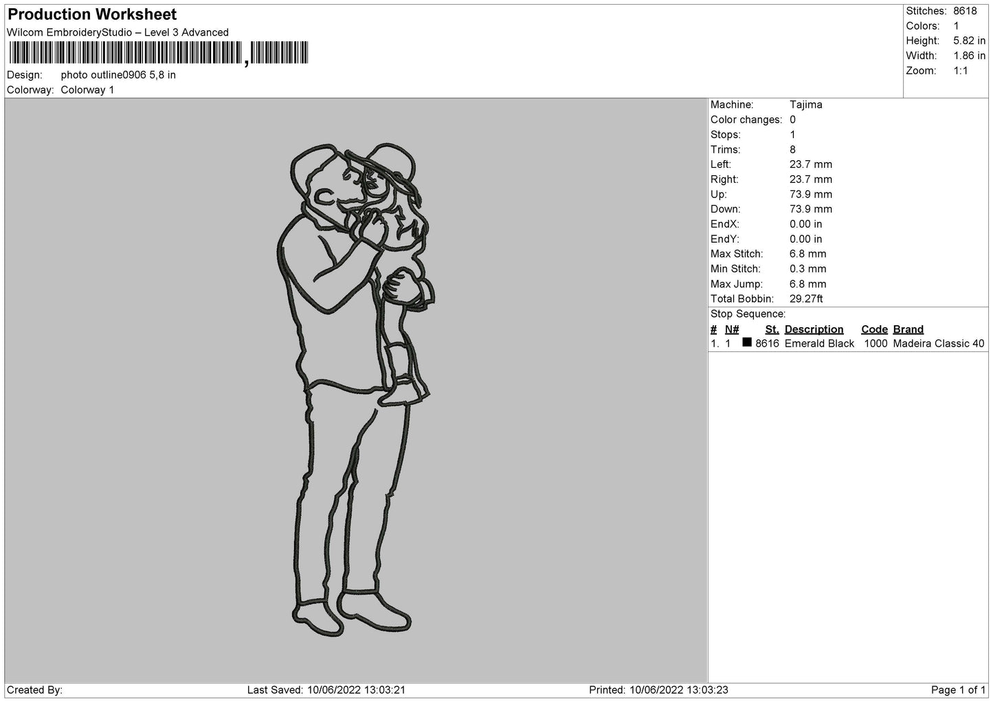 Photo Outline 0906 Embroidery File 4 size
