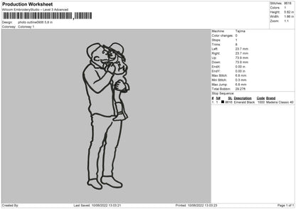 Photo Outline 0906 Embroidery File 4 size