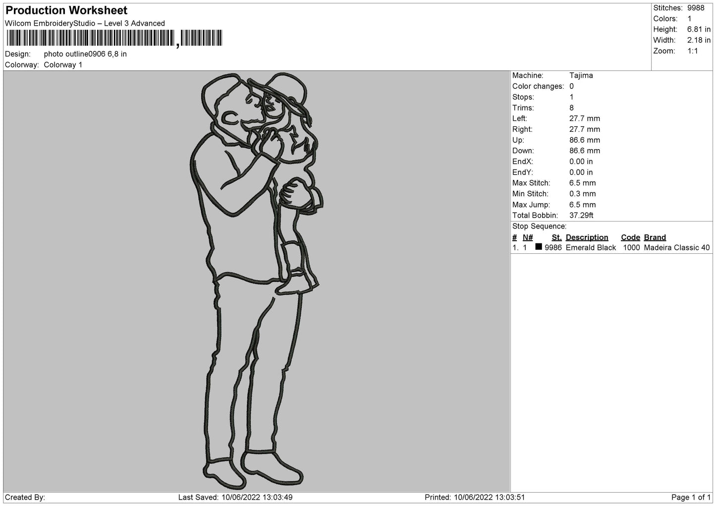 Photo Outline 0906 Embroidery File 4 size