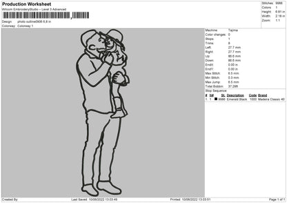 Photo Outline 0906 Embroidery File 4 size
