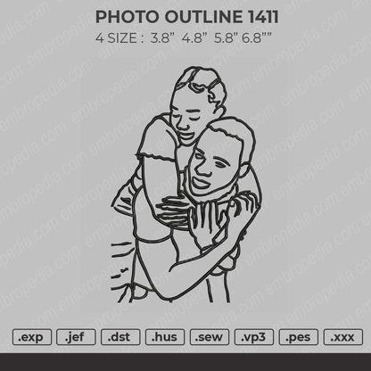 Photo Outline 1411 Embroidery File 4 size