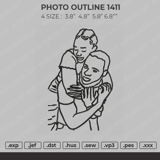 Photo Outline 1411 Embroidery File 4 size