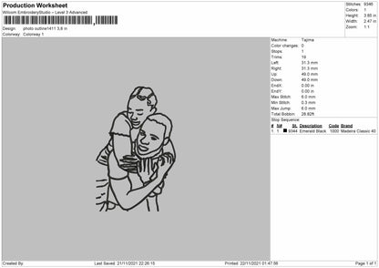 Photo Outline 1411 Embroidery File 4 size