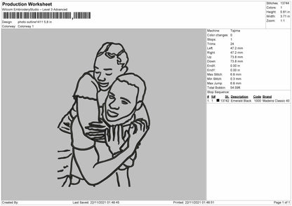 Photo Outline 1411 Embroidery File 4 size