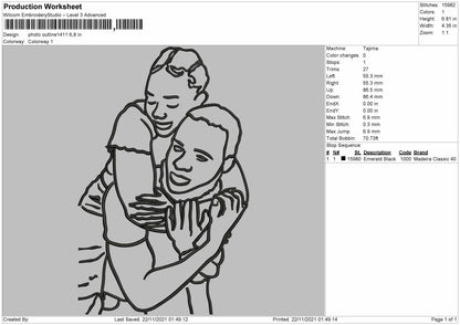 Photo Outline 1411 Embroidery File 4 size