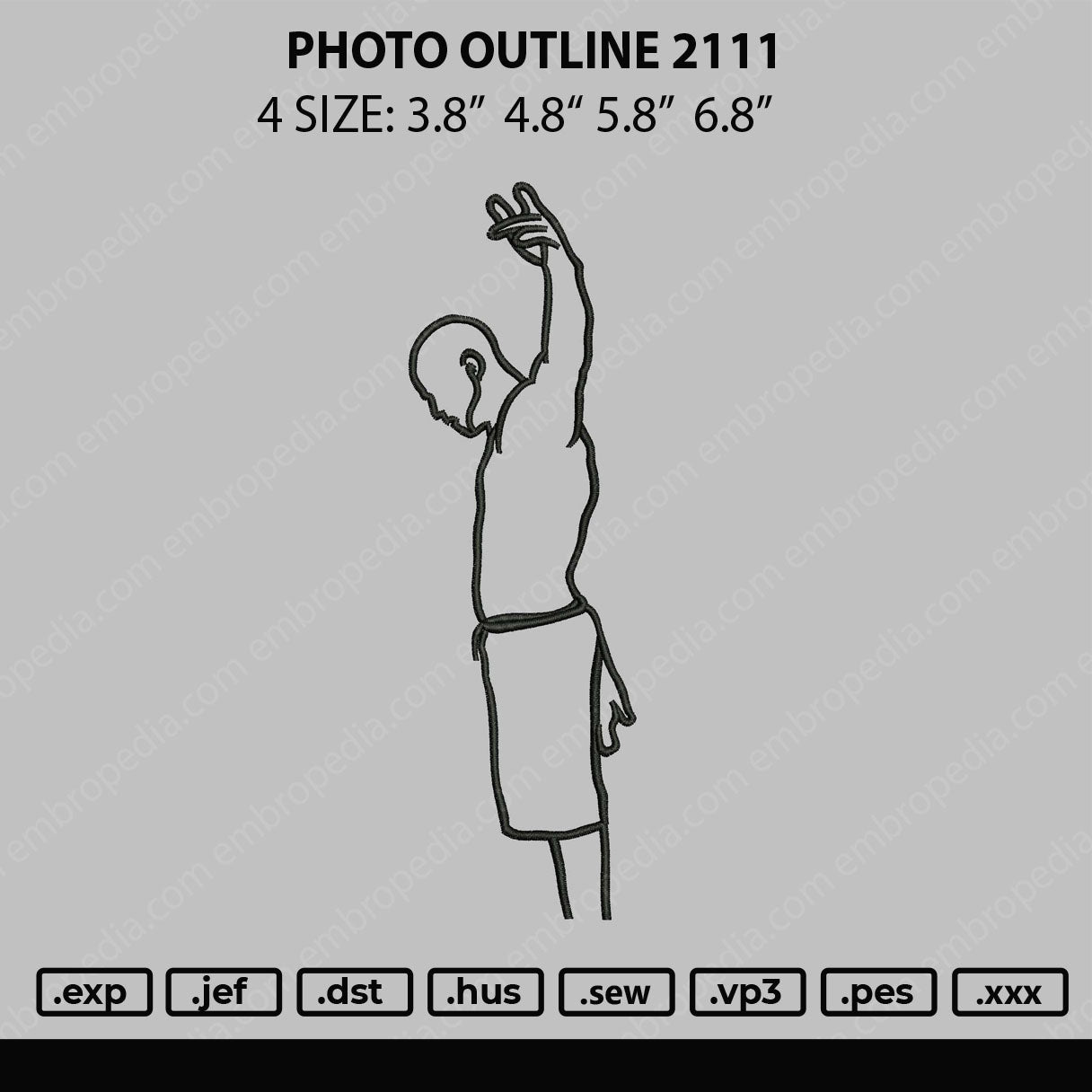 Photo Outline 211Embroidery File 4 size