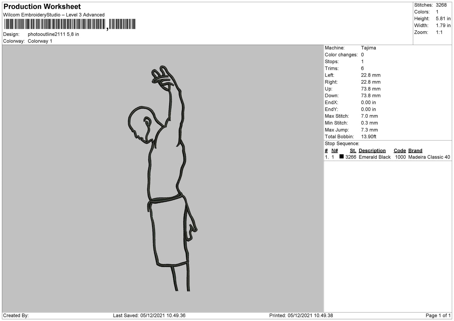 Photo Outline 211Embroidery File 4 size