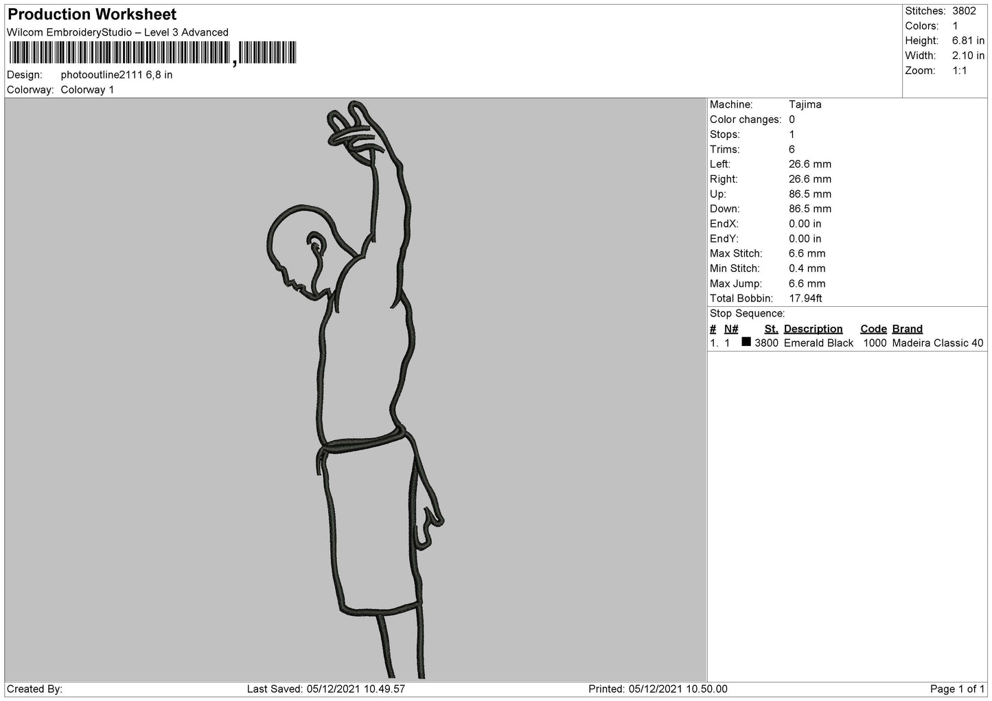 Photo Outline 211Embroidery File 4 size