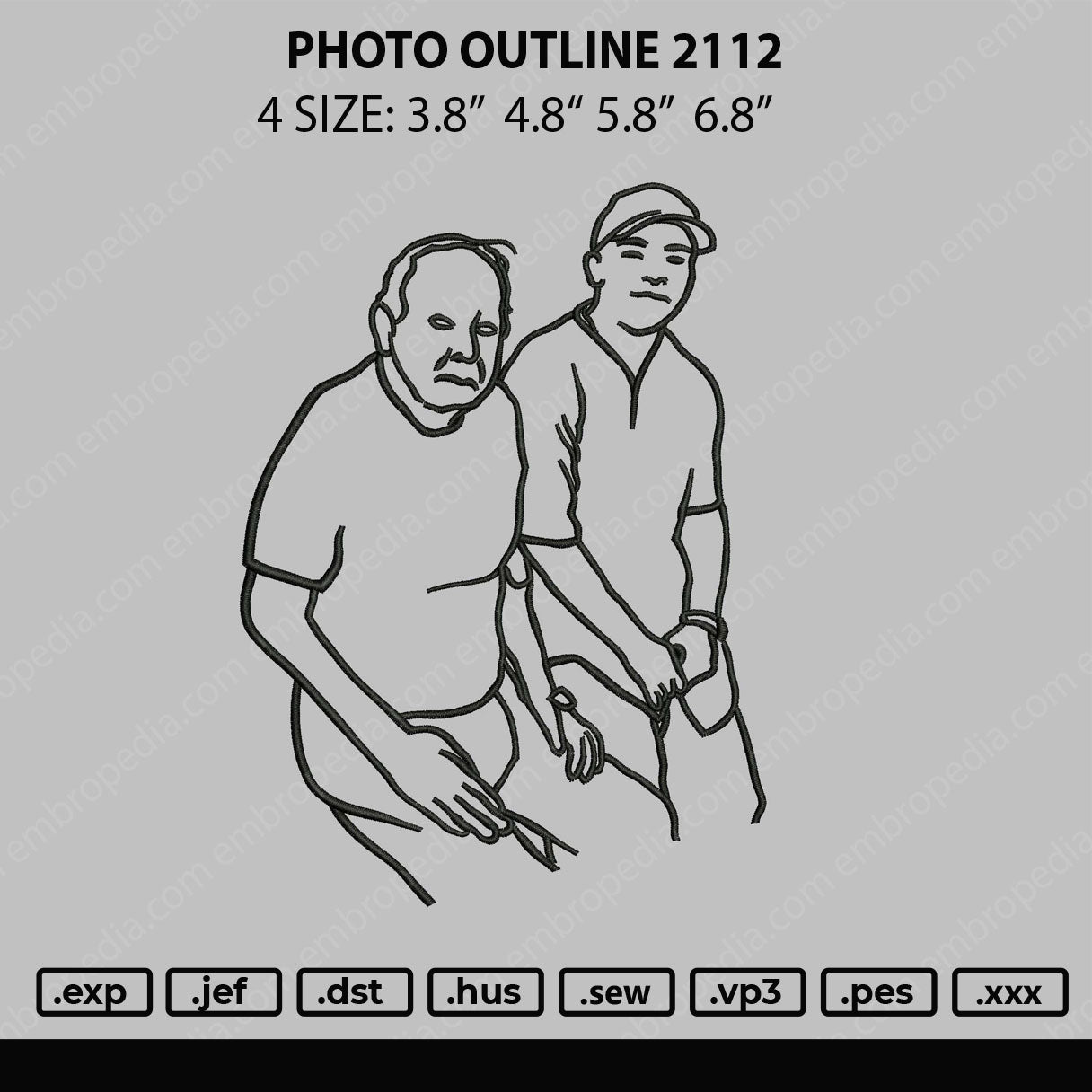 Photo Outline 2112 Embroidery File 4 size