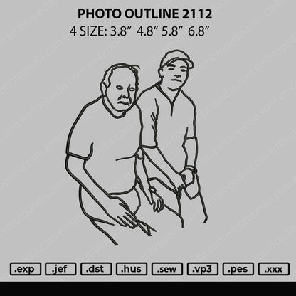 Photo Outline 2112 Embroidery File 4 size