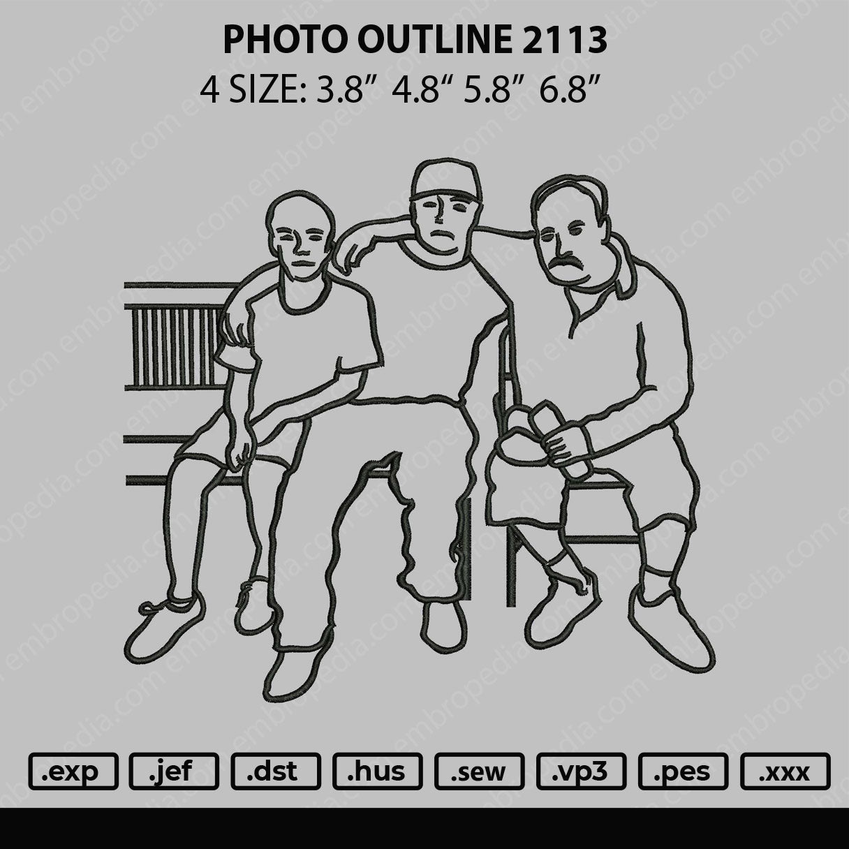 Photo Outline 2113 Embroidery File 4 size