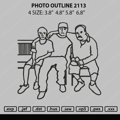 Photo Outline 2113 Embroidery File 4 size
