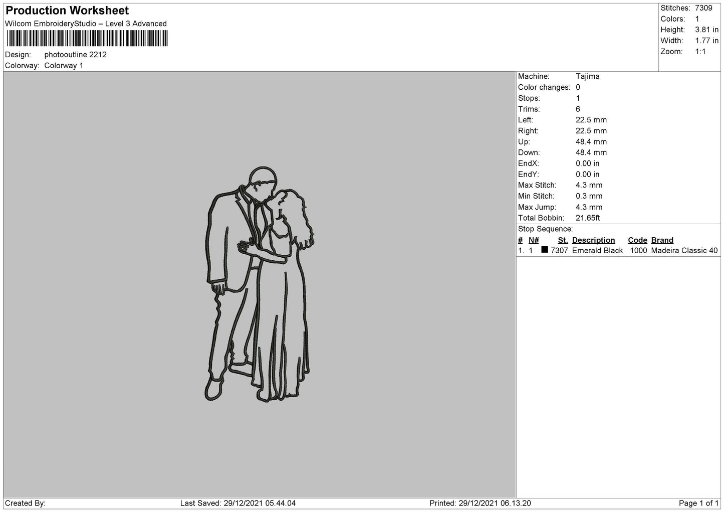 Photooutline 2212 Embroidery File 4 size