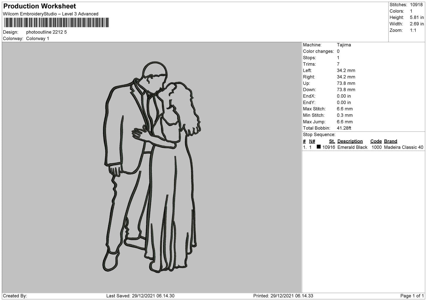 Photooutline 2212 Embroidery File 4 size