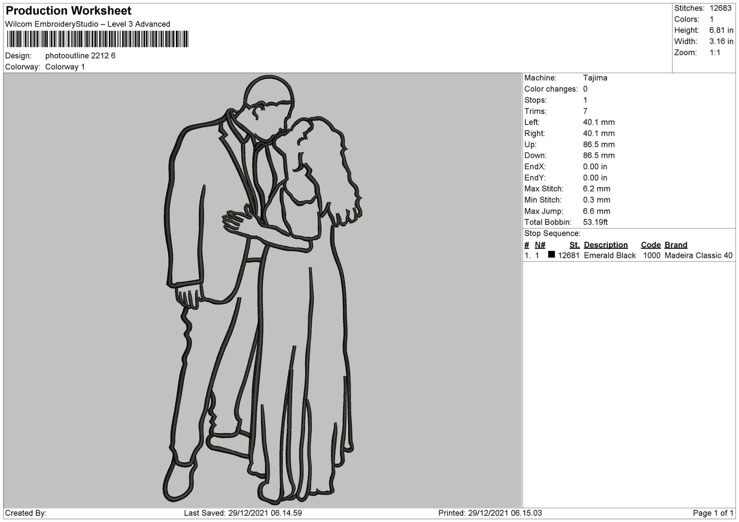 Photooutline 2212 Embroidery File 4 size