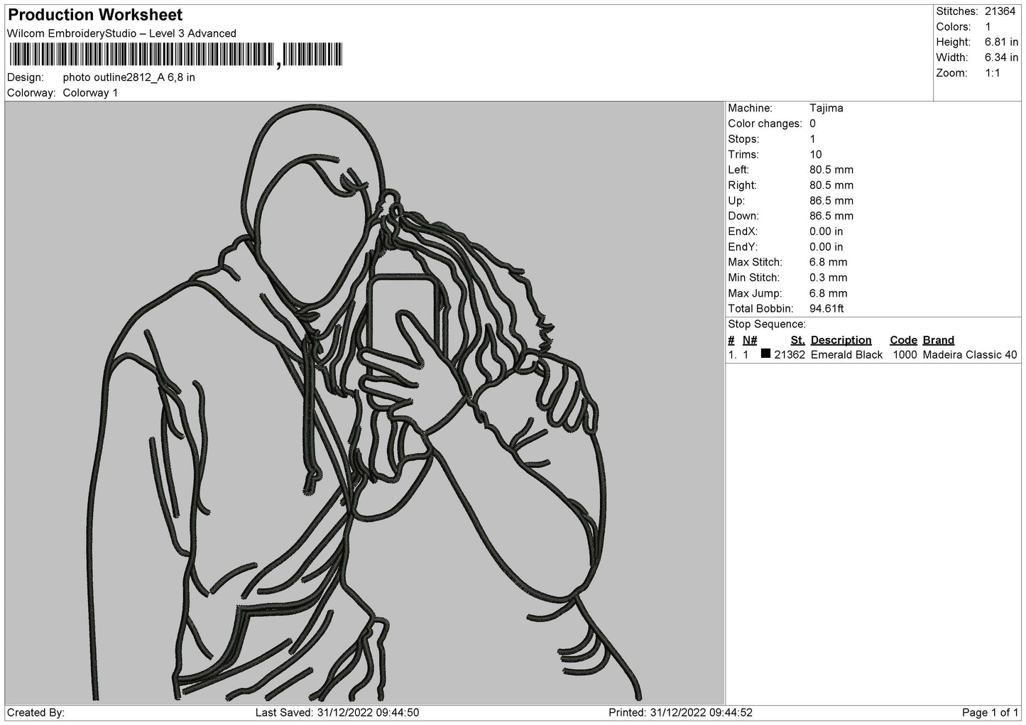 Photoline 2812 A Embroidery File 6 sizes