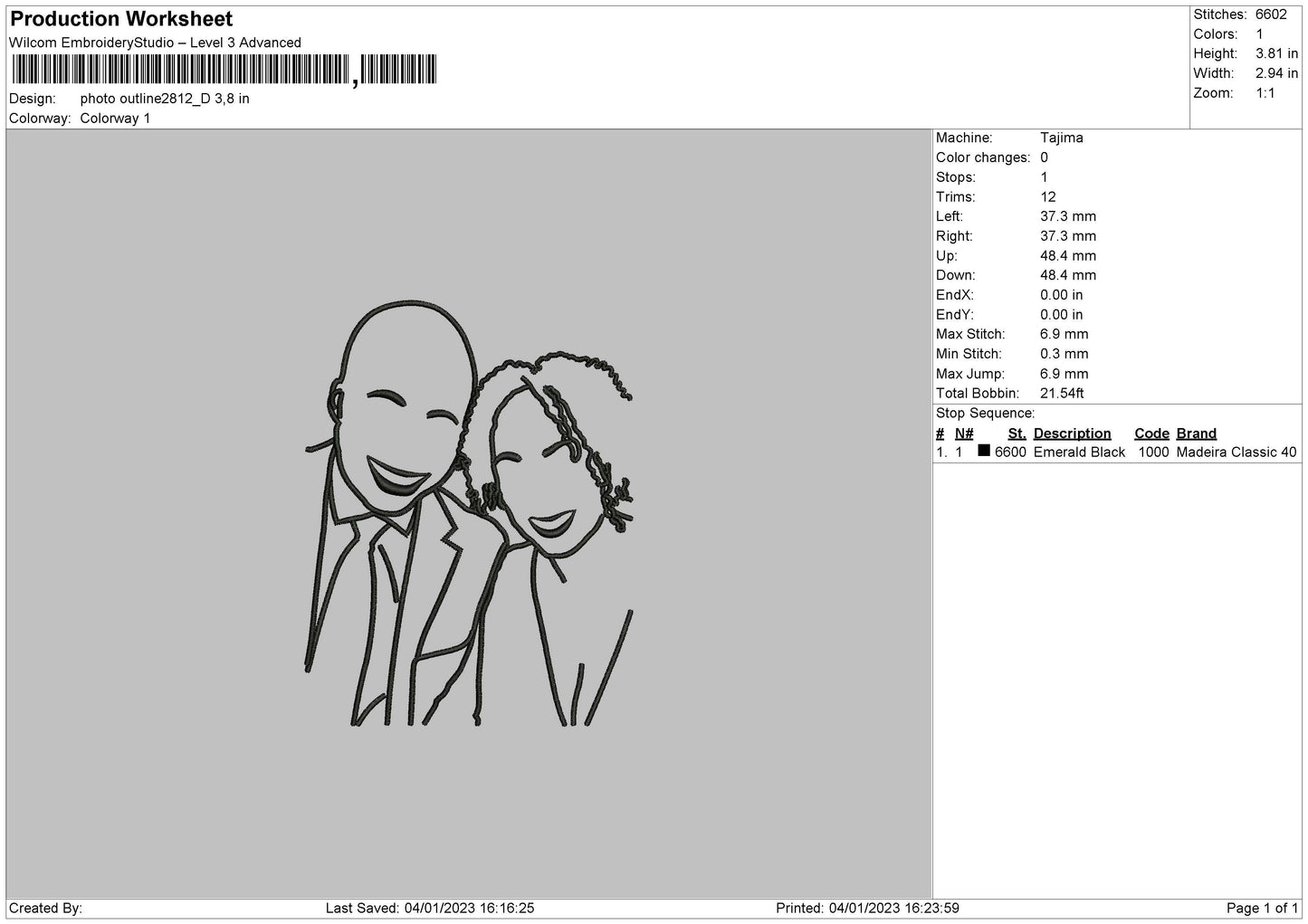 Photoline 2812d Embroidery File 6 sizes