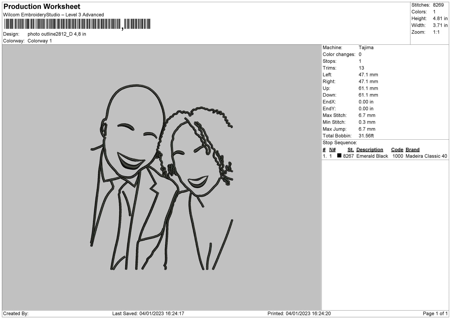 Photoline 2812d Embroidery File 6 sizes
