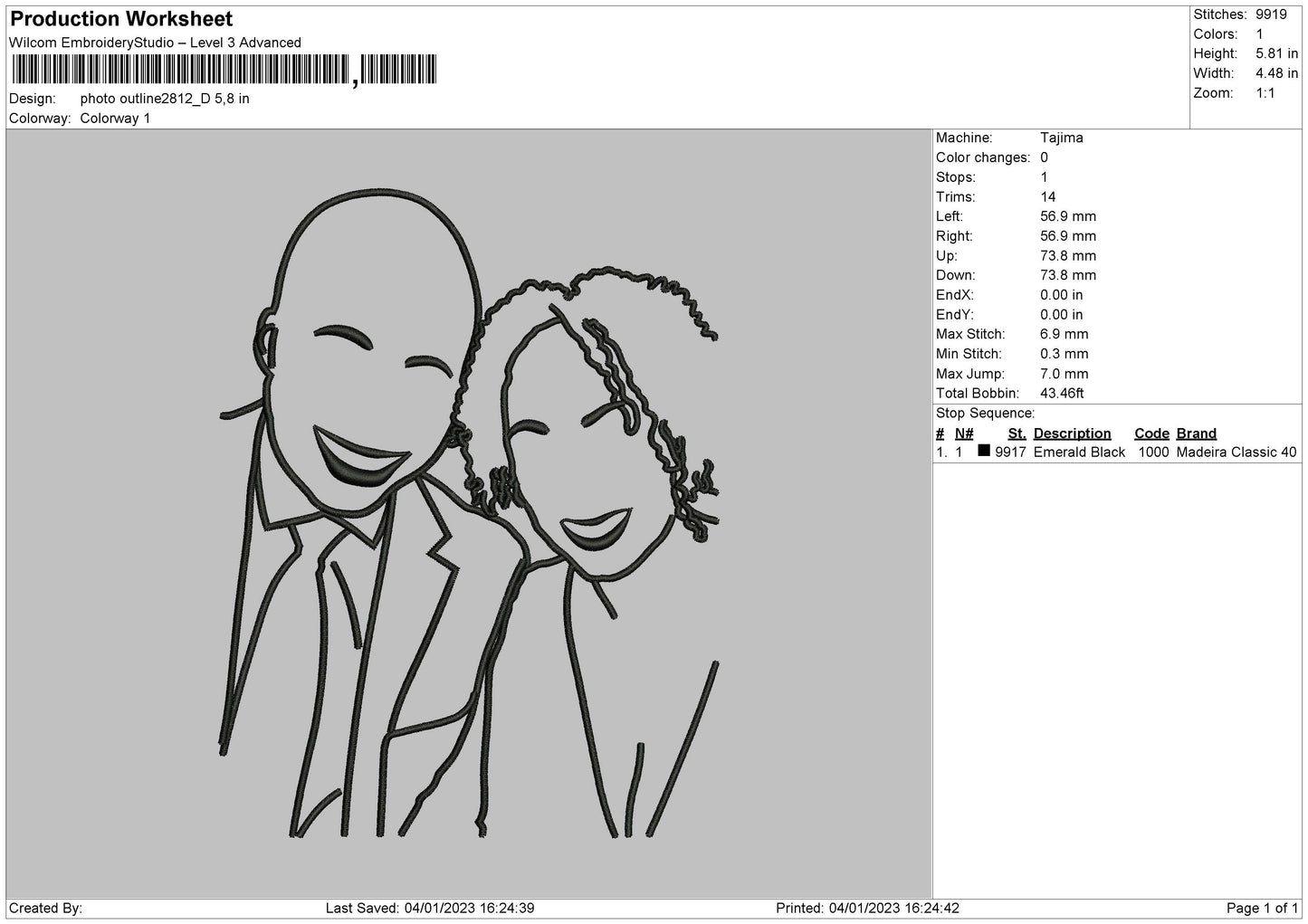 Photoline 2812d Embroidery File 6 sizes