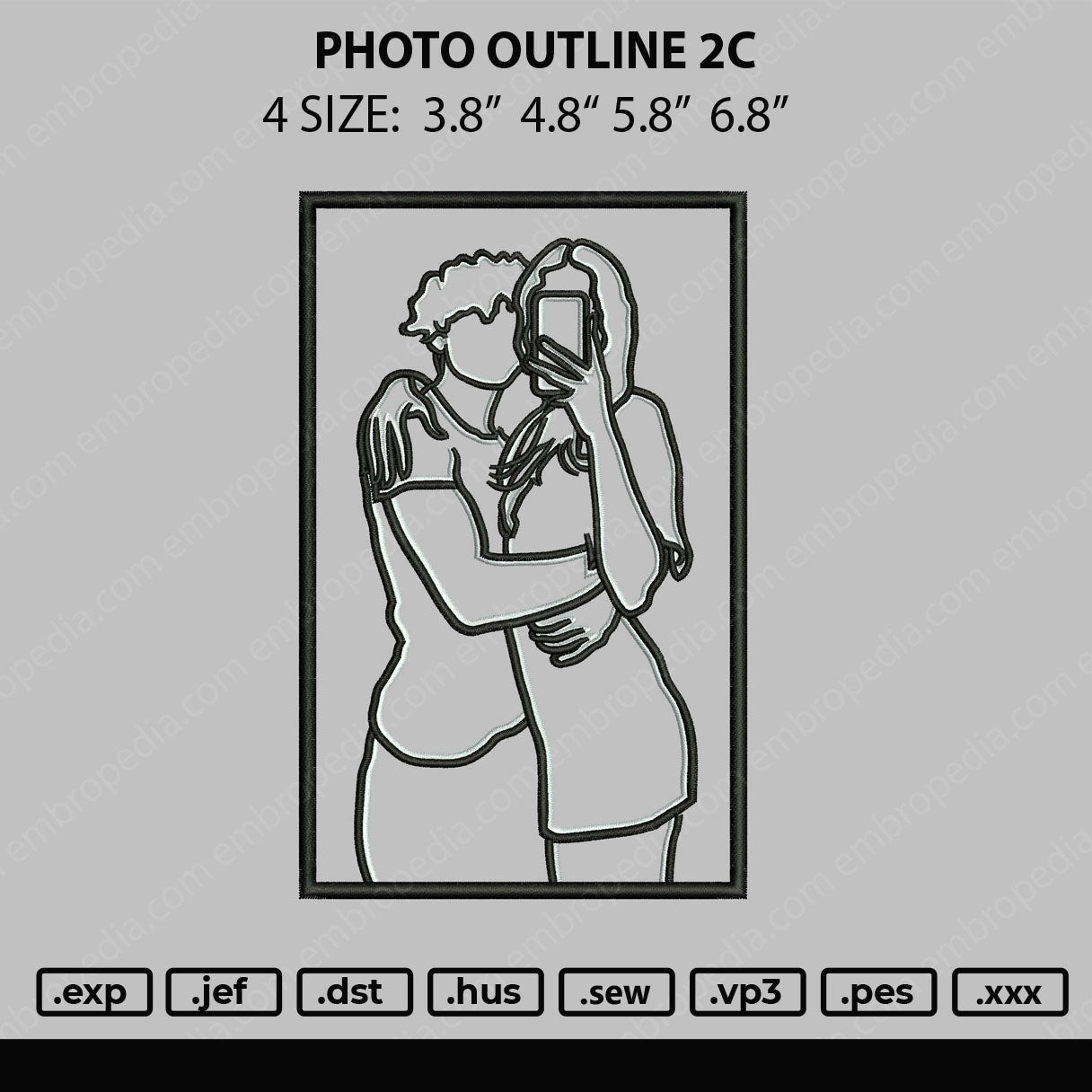 Photo Outline C2 Embroidery File 4 size