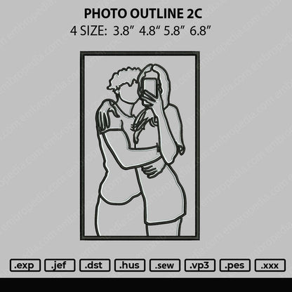 Photo Outline C2 Embroidery File 4 size