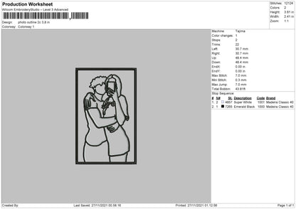 Photo Outline C2 Embroidery File 4 size