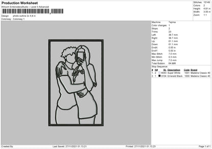 Photo Outline C2 Embroidery File 4 size