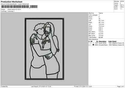 Photo Outline C2 Embroidery File 4 size