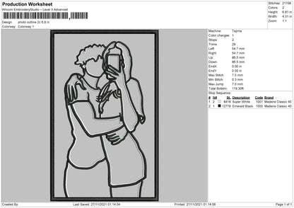 Photo Outline C2 Embroidery File 4 size