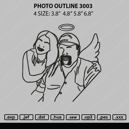 Photo Outline 3003 Embroidery File 4 size