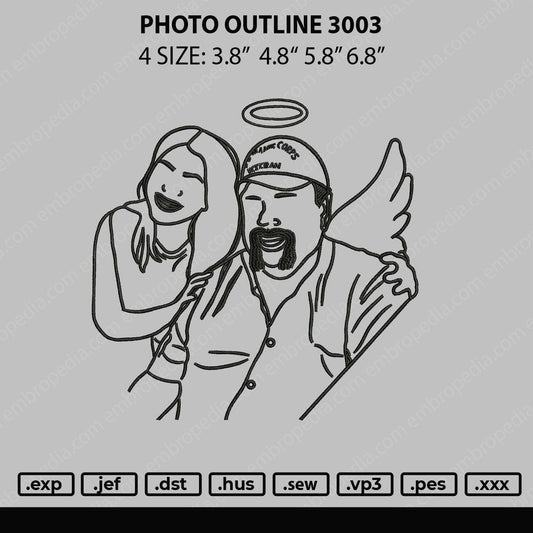 Photo Outline 3003 Embroidery File 4 size