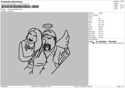 Photo Outline 3003 Embroidery File 4 size