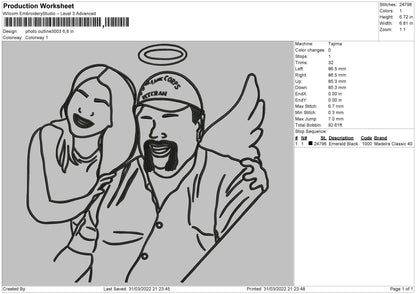 Photo Outline 3003 Embroidery File 4 size